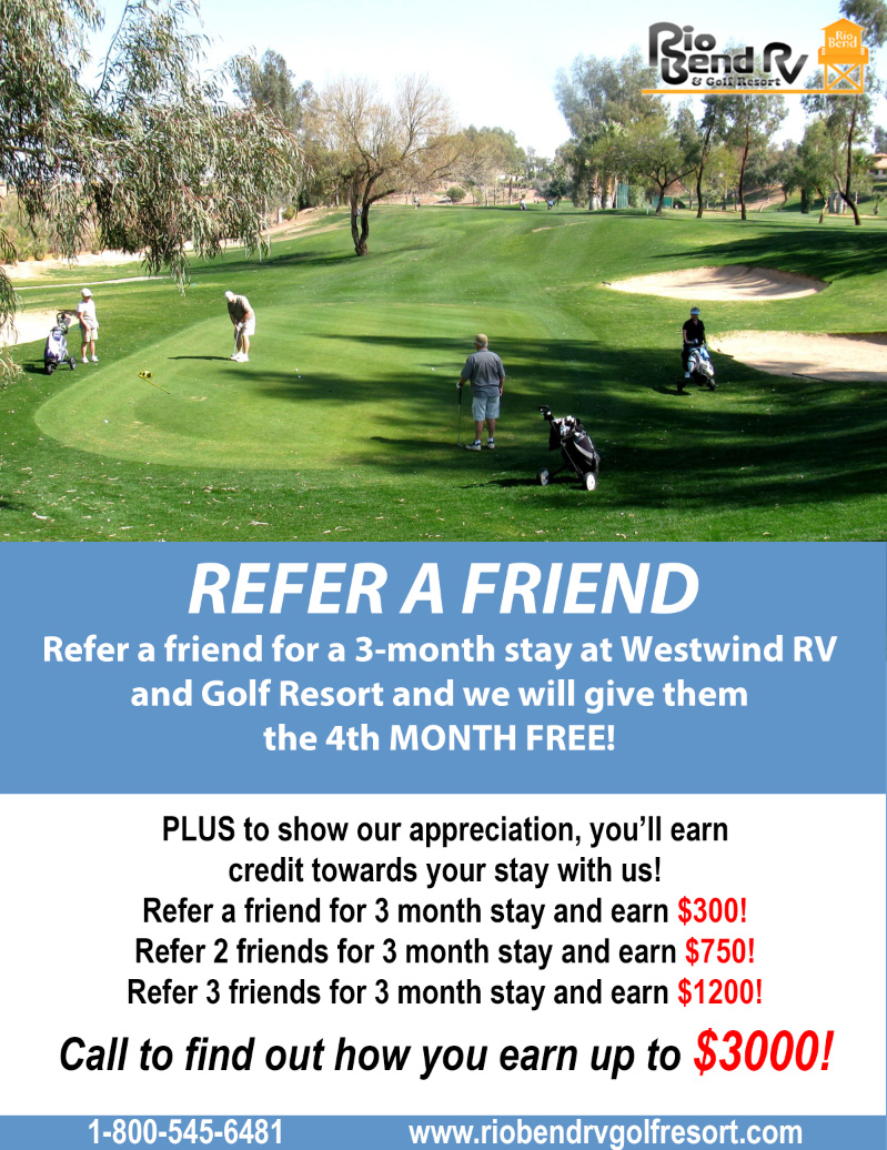 Rio Bend RV & Golf Resort Refer A Friend